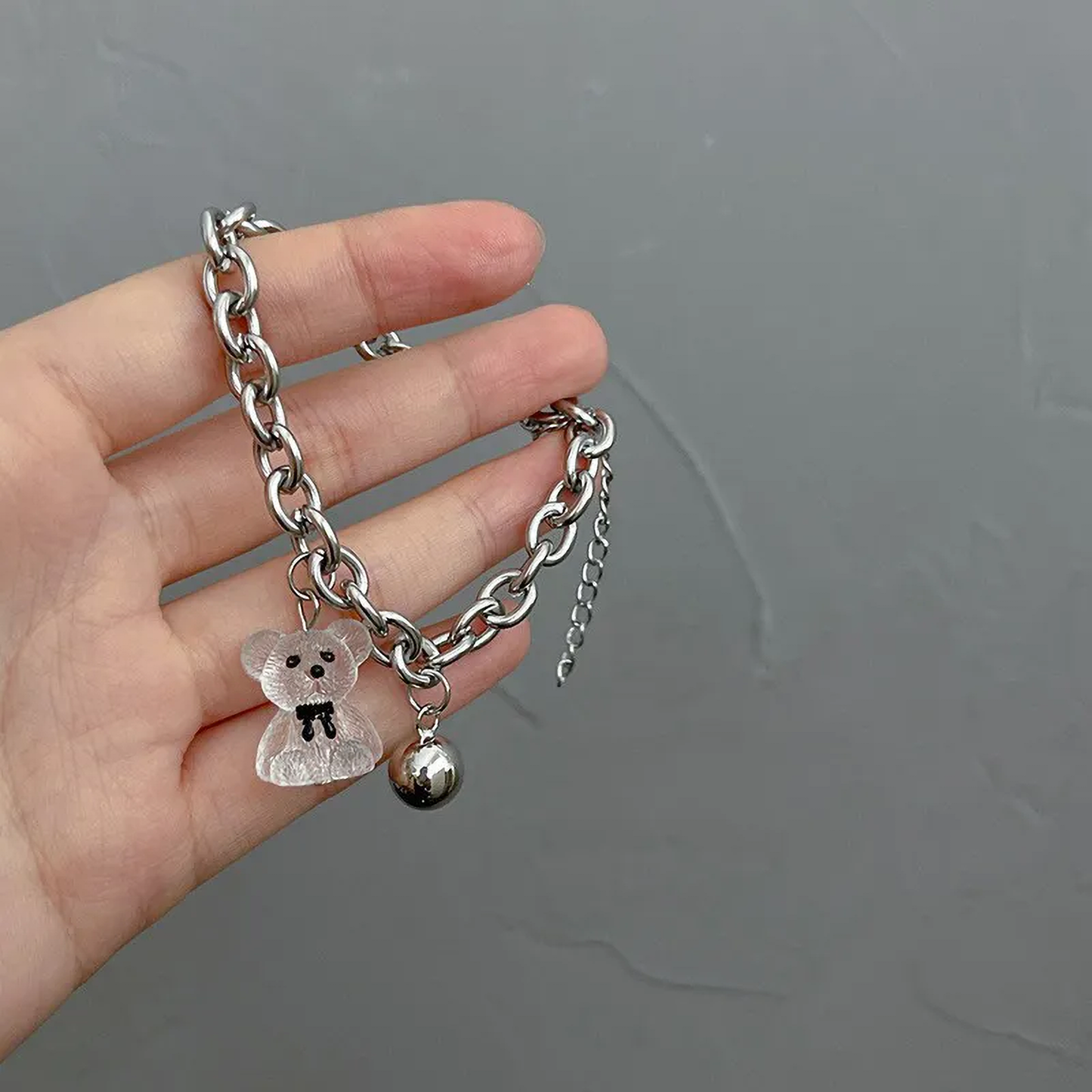 Crystal Bear Silver Bracelet
