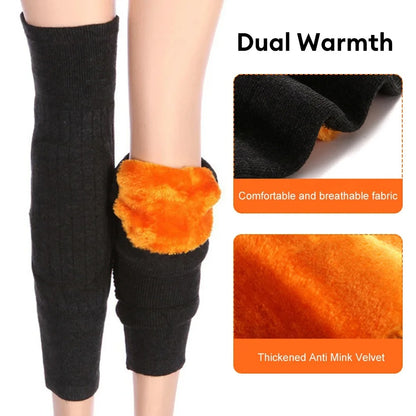 Winter Thermal Knee Warmers – Soft Wool Support Sleeves for Men & Women (Black)