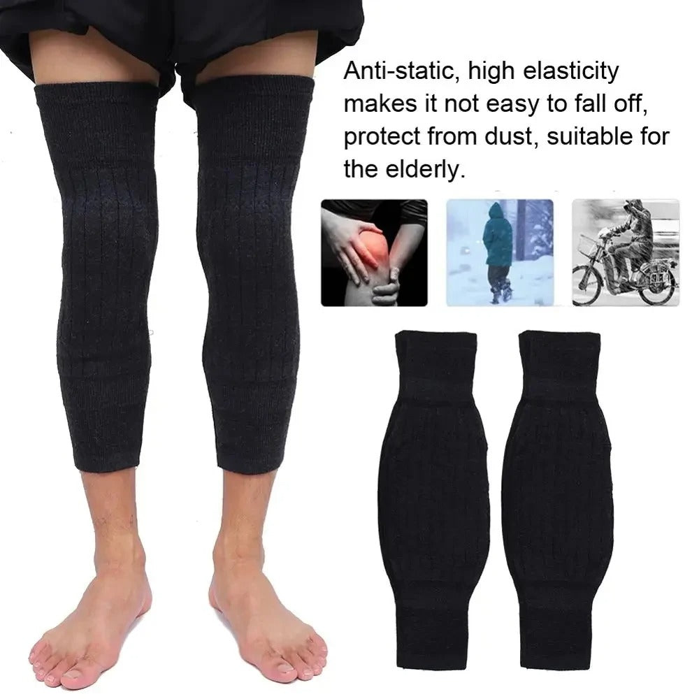 Winter Thermal Knee Warmers – Soft Wool Support Sleeves for Men & Women (Black)