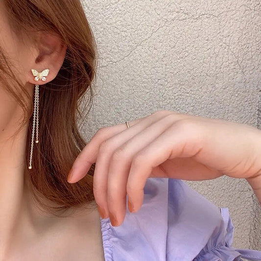 Butterfly Long Tassel Earrings Two Ways To Wear
