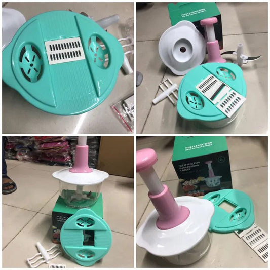2000ml Manual Food Chopper - 9 in 1 Accessories Hand Puch Chopper - Multifunctional - Easy to Use