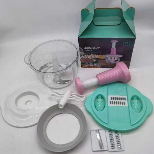 2000ml Manual Food Chopper - 9 in 1 Accessories Hand Puch Chopper - Multifunctional - Easy to Use