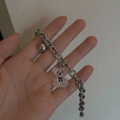 Crystal Bear Silver Bracelet