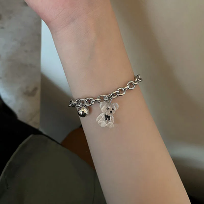 Crystal Bear Silver Bracelet