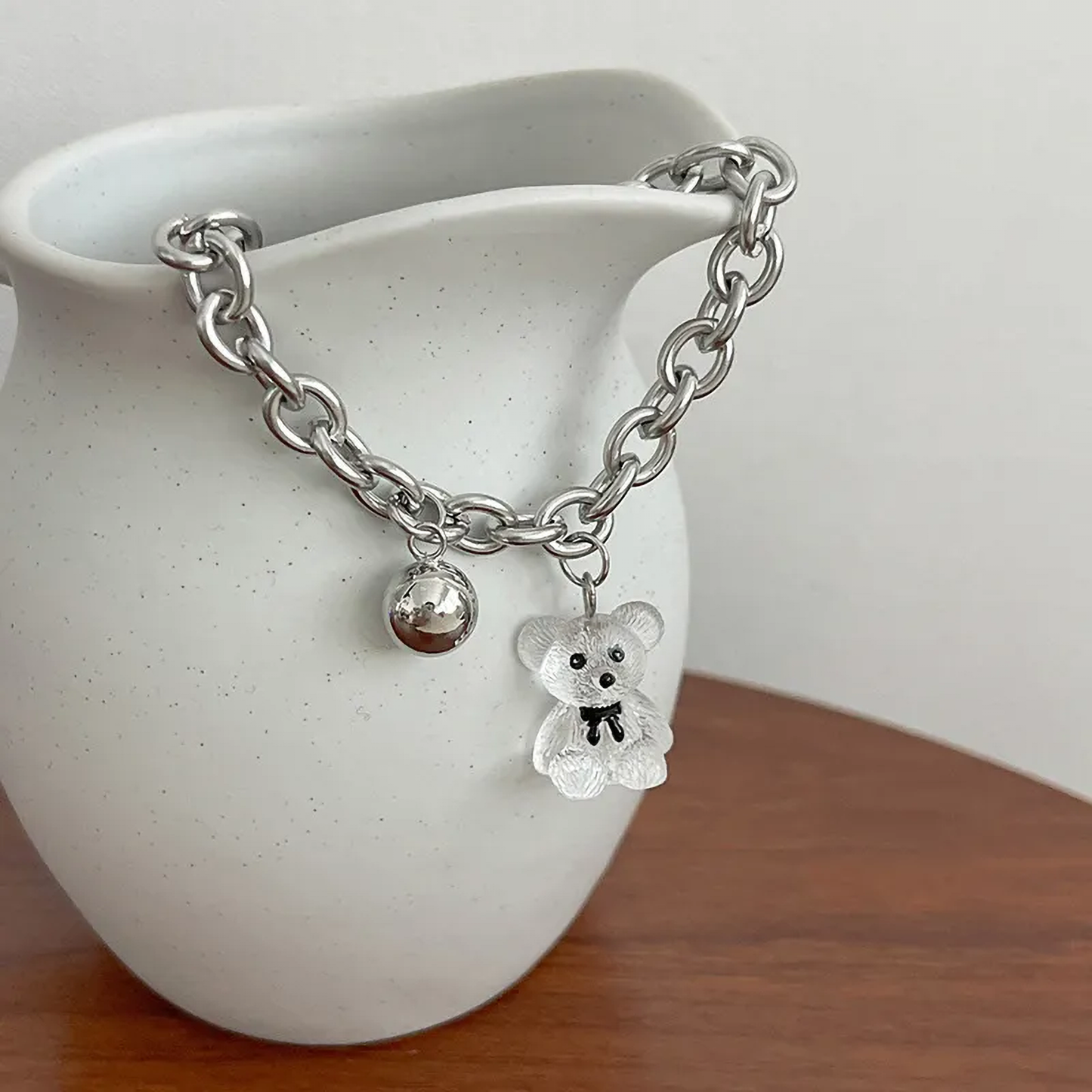 Crystal Bear Silver Bracelet