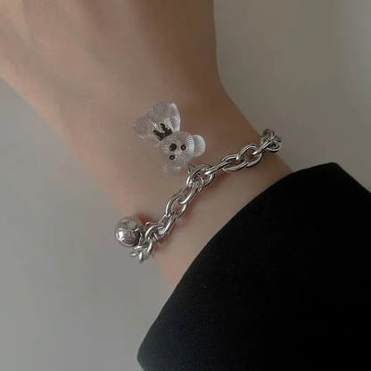 Crystal Bear Silver Bracelet